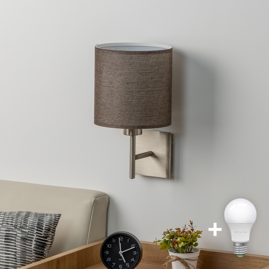 Eglo - LED væglampe TUNJA 1xE27/60W/230V mat krom/brun
