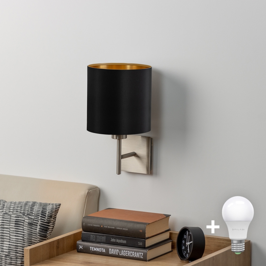 Eglo - LED væglampe TUNJA 1xE27/60W/230V mat krom/sort