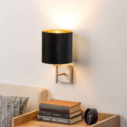 Eglo - LED væglampe TUNJA 1xE27/60W/230V mat krom/sort
