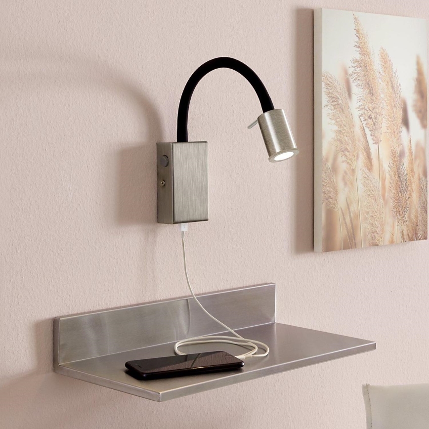 Eglo - LED Vægspot med USB-oplader 1xLED/3,5W/230V mat krom