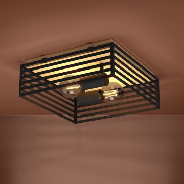 Eglo - Loftlampe 2xE27/40W/230V sort/brun