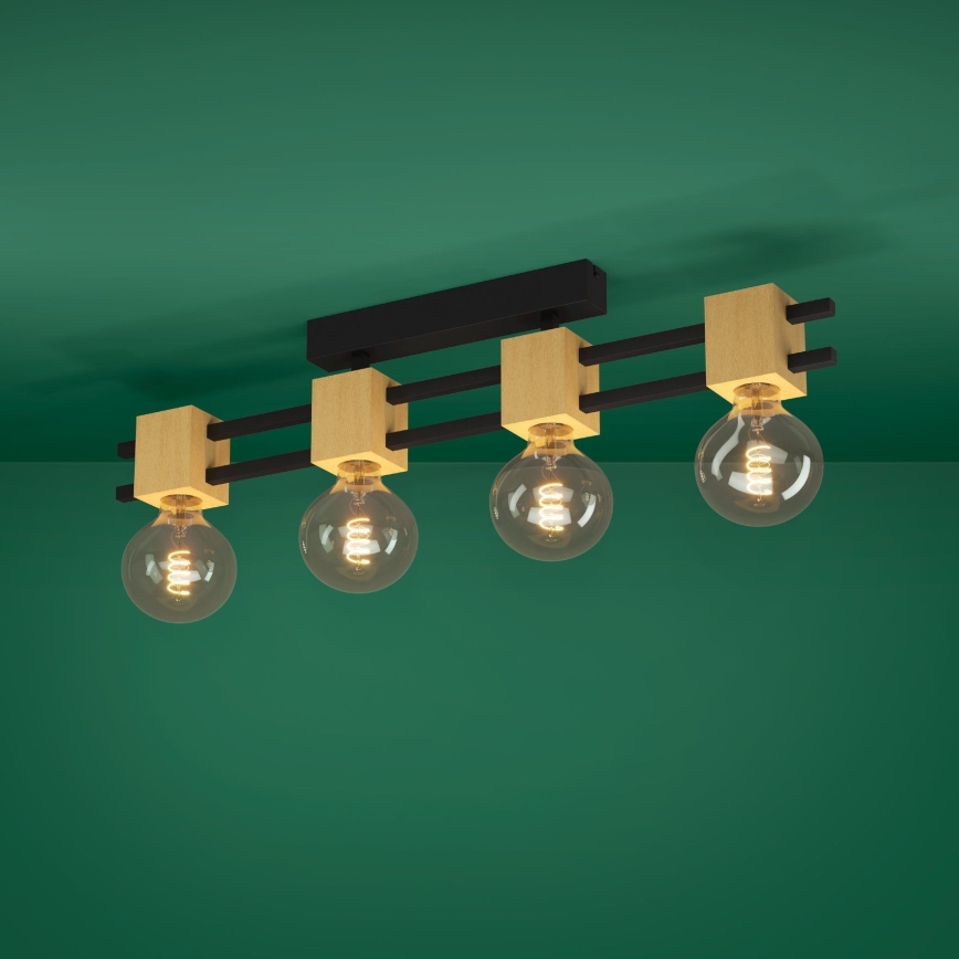 Eglo - Loftlampe 4xE27/40W/230V sort/brun