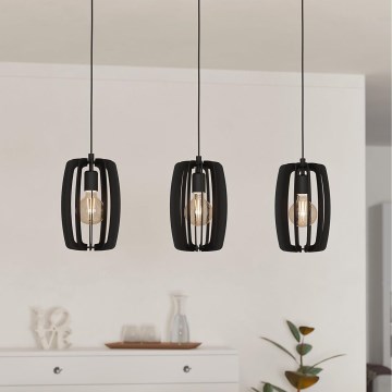 Eglo - Loftlampe med ledning 3xE27/40W/230V sort