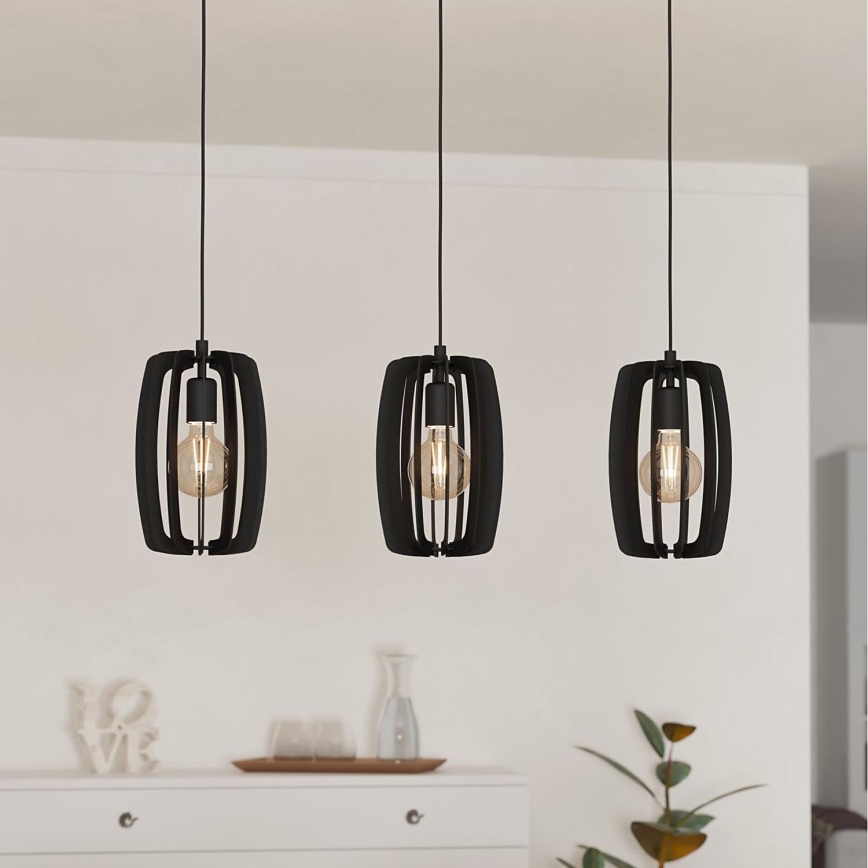 Eglo - Loftlampe med ledning 3xE27/40W/230V sort