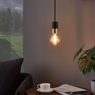 Eglo - Loftlampe på ledning 1xE27/40W/230V sort/guld