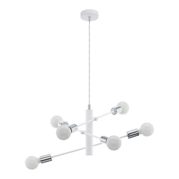 Eglo - Lysekrone i en snor 6xE27/60W/230V hvid