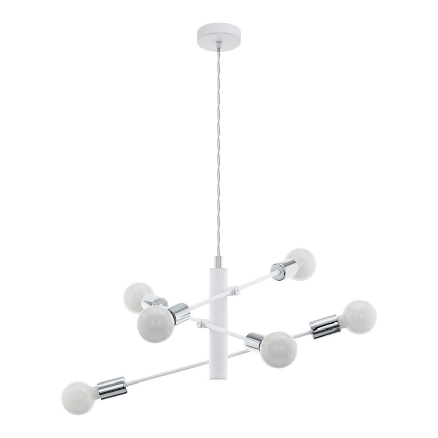 Eglo - Lysekrone i en snor 6xE27/60W/230V hvid