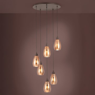 Eglo - Lysekrone i en snor 6xE27/60W/230V