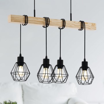 Eglo - Lysekrone i en snor TOWNSHEND 4xE27/60W/230V basket