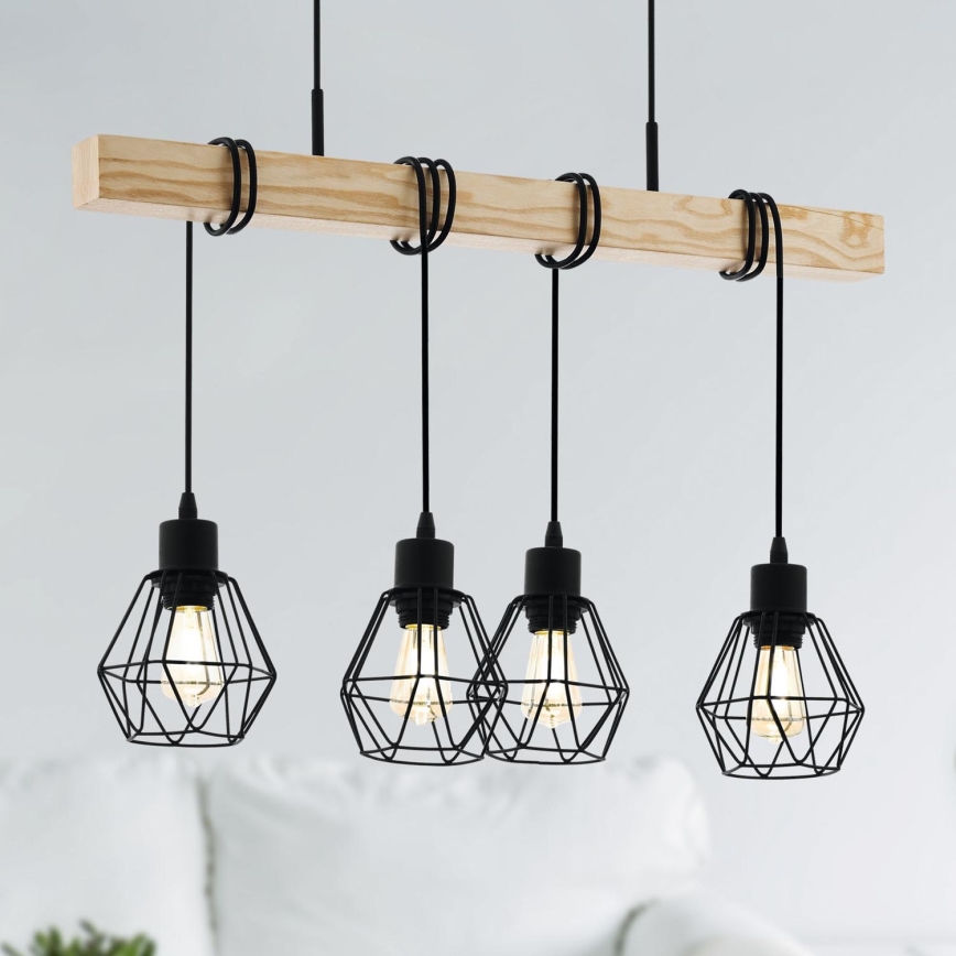Eglo - Lysekrone i en snor TOWNSHEND 4xE27/60W/230V basket