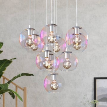 Eglo - Lysekrone på ledning 10xE27/60W/230V blank krom/klar