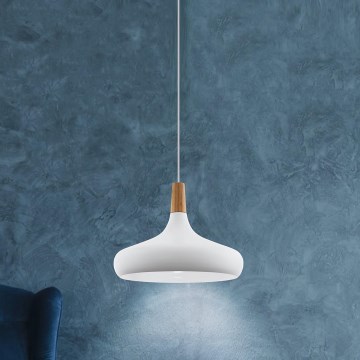 Eglo - Pendel 1xE27/40W/230V diameter 40 cm hvid - FSC-certificeret