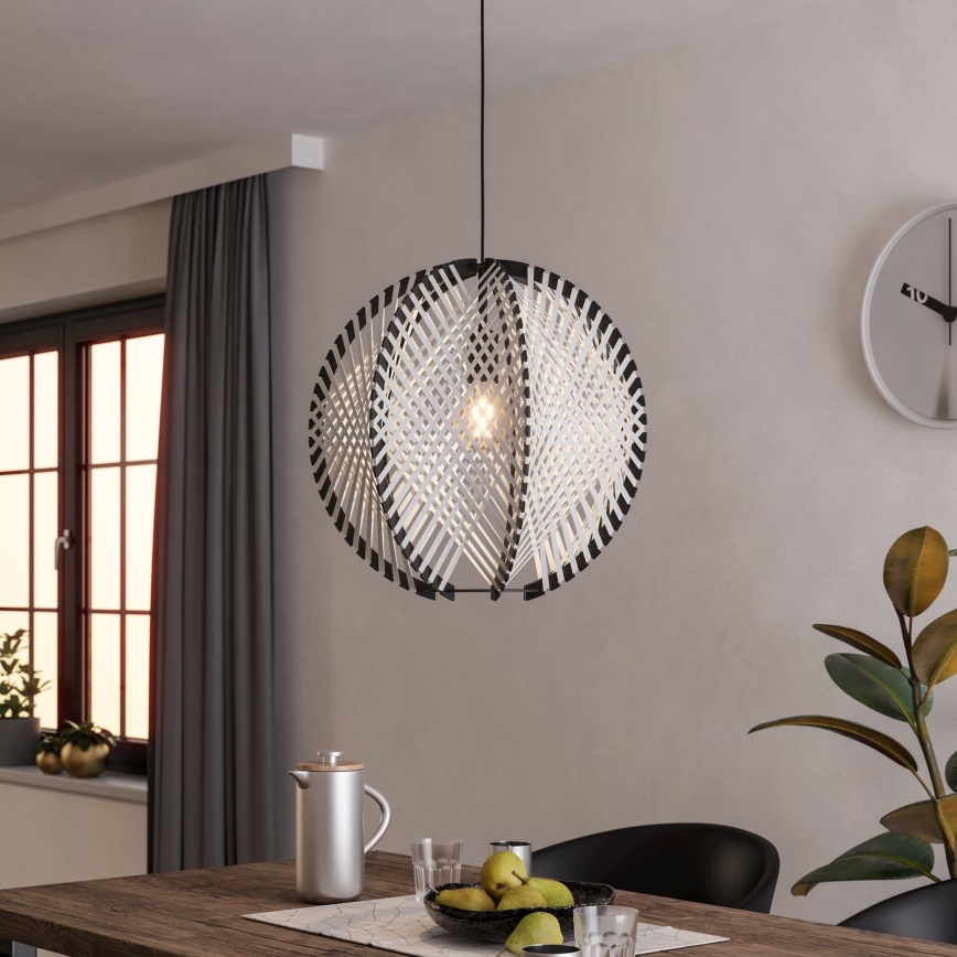 Eglo - Pendel 1xE27/40W/230V diameter 48 cm hvid/sort