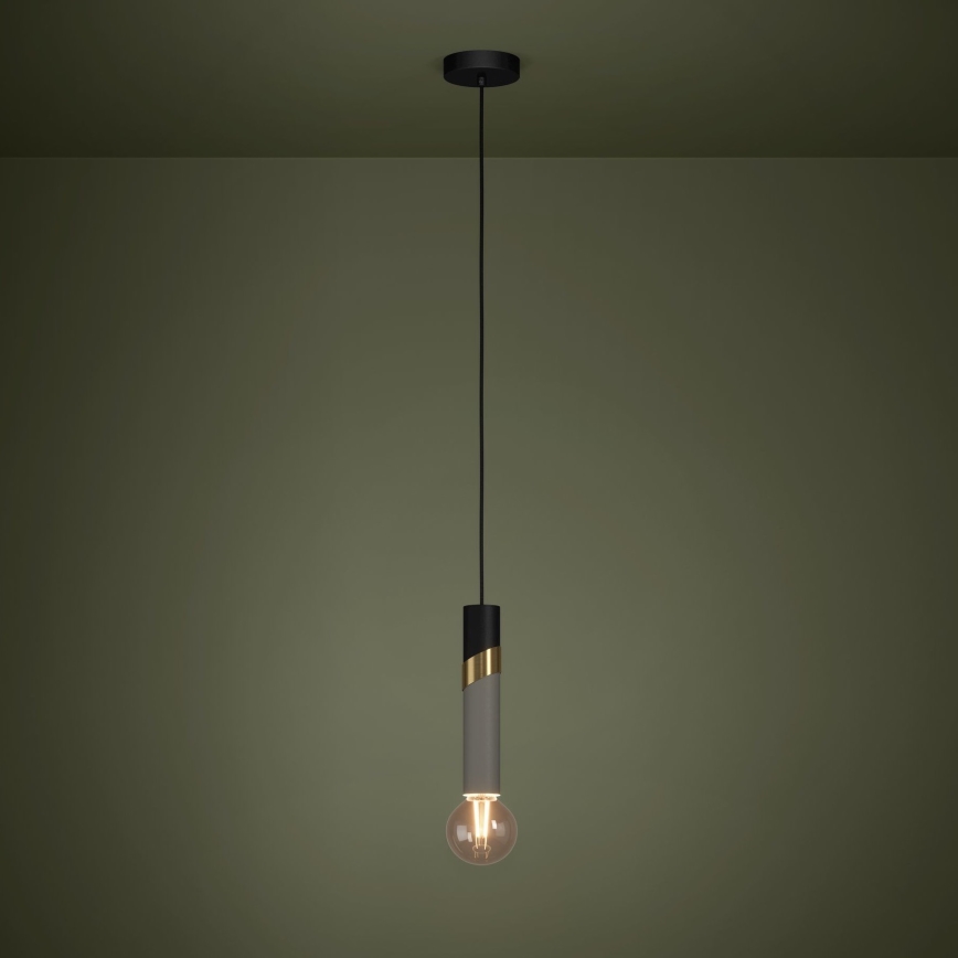 Eglo - Pendel 1xE27/40W/230V sort/guldfarvet