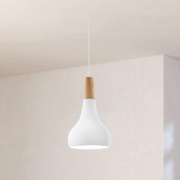 Eglo - Pendel 1xE27/60W/230V diameter 18 cm hvid - FSC certificeret