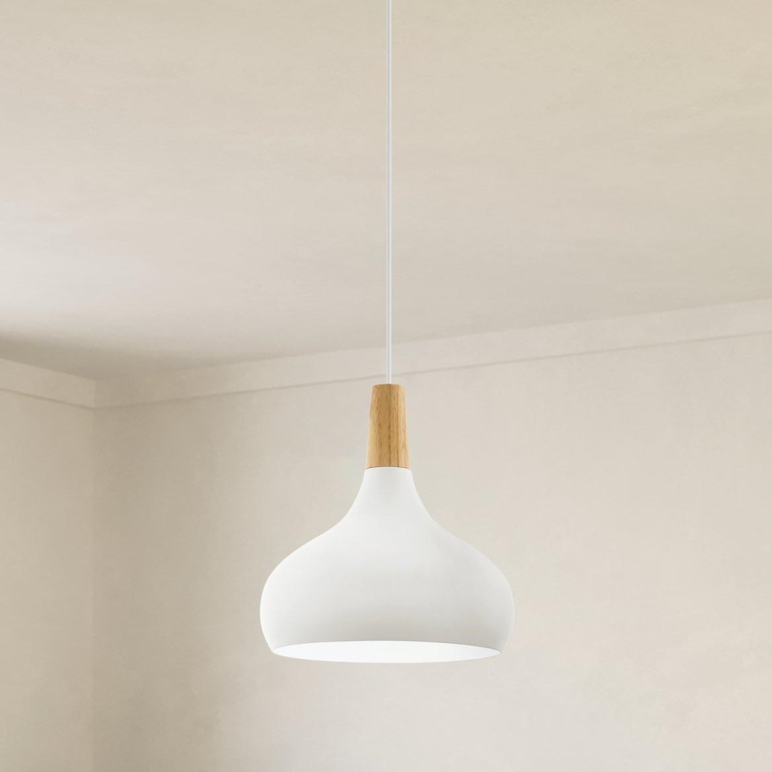 Eglo - Pendel 1xE27/60W/230V diameter 28 cm hvid - FSC certificeret