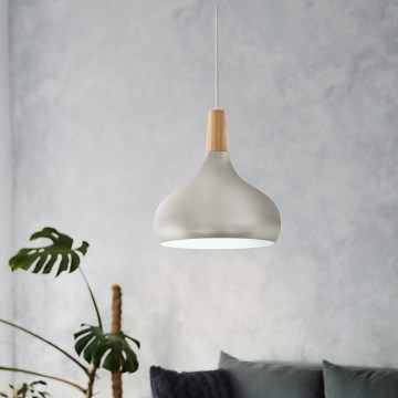 Eglo - Pendel 1xE27/60W/230V diameter 28 cm sølvfarvet - FSC certificeret