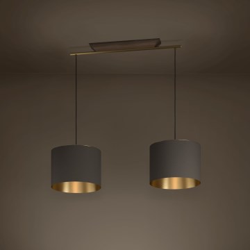 Eglo - Pendel 2xE27/40W/230V brun/guldfarvet