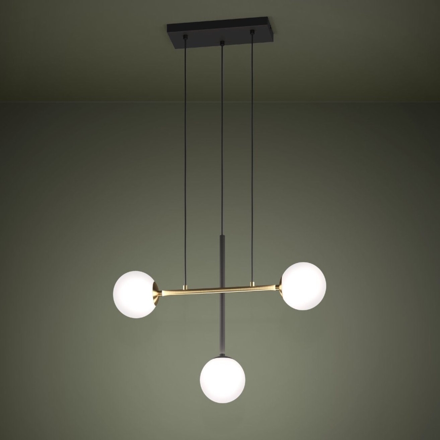 Eglo - Pendel 3xE14/40W/230V guldfarvet/sort