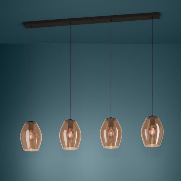 Eglo - Pendel 4xE27/40W/230V brun