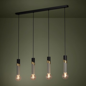 Eglo - Pendel 4xE27/40W/230V sort/guldfarvet