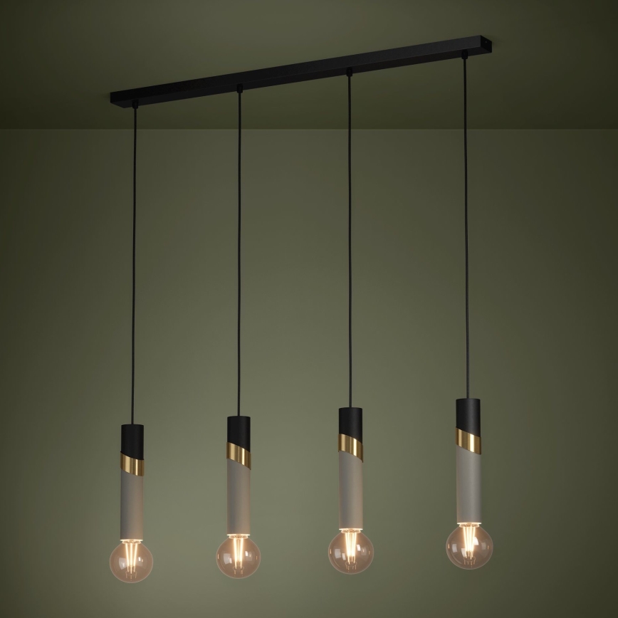 Eglo - Pendel 4xE27/40W/230V sort/guldfarvet