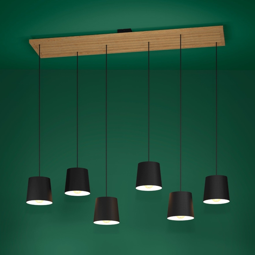 Eglo - Pendel 6xE27/40W/230V sort/brun