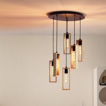 Eglo - Pendel 6xE27/60W/230V - FSC certificeret