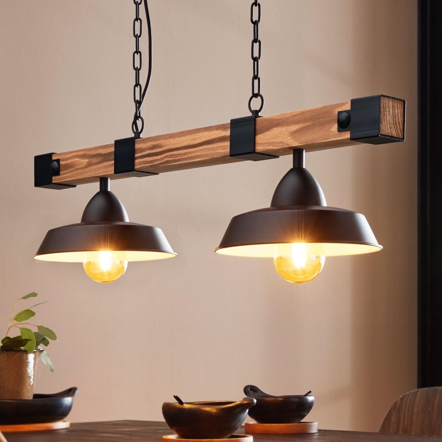 Eglo - Pendel med kædeophæng 2xE27/60W/230V - FSC certificeret