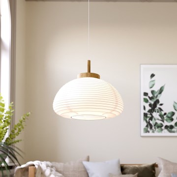 Eglo - Pendel på ledning 1xE27/40W/230V Ø 55 cm hvid/beige