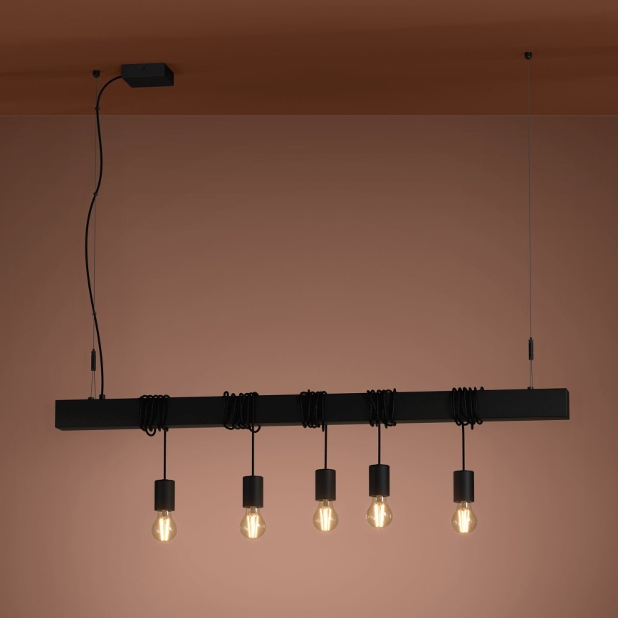 Eglo - Pendel TOWNSHEND 5xE27/40W/230V sort