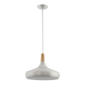 Eglo - Pendellampe 1xE27/60W/230V Ø 40 cm sølv