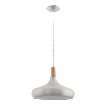 Eglo - Pendellampe 1xE27/60W/230V Ø 40 cm sølv