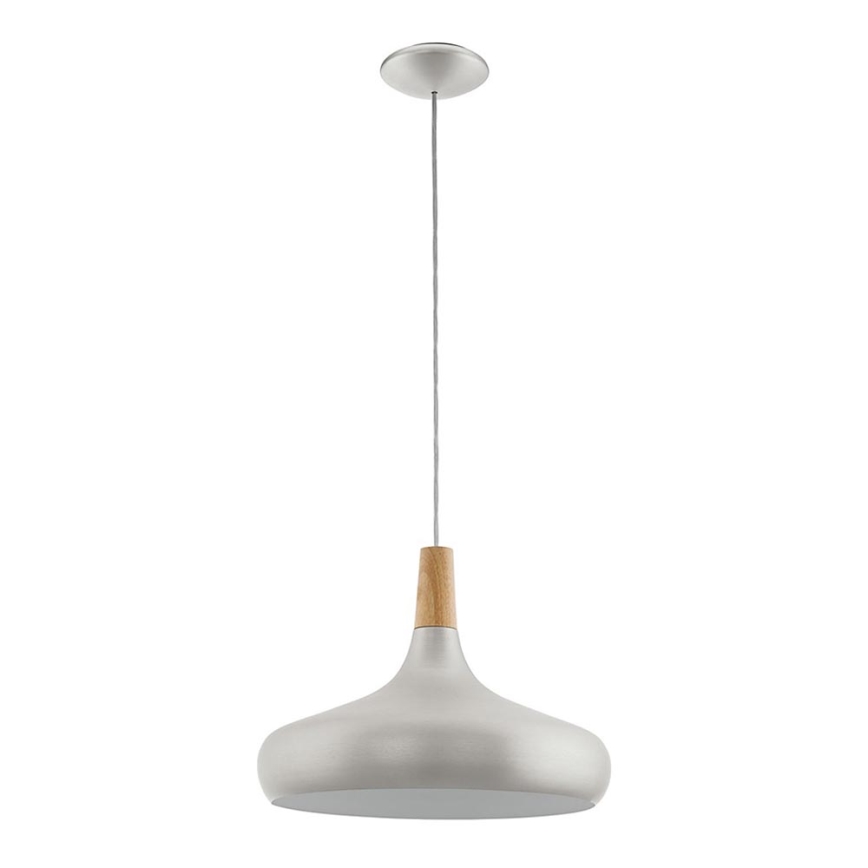 Eglo - Pendellampe 1xE27/60W/230V Ø 40 cm sølv