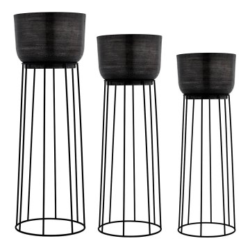 Eglo - SÆT 3x Blomsterkrukke metal sort