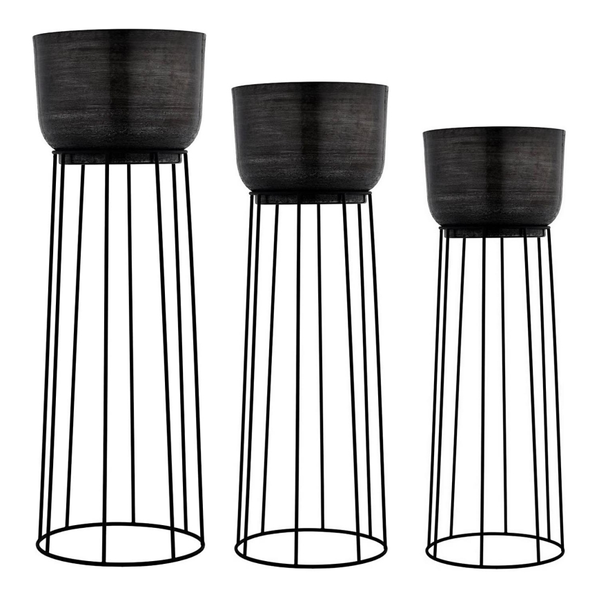 Eglo - SÆT 3x Blomsterkrukke metal sort