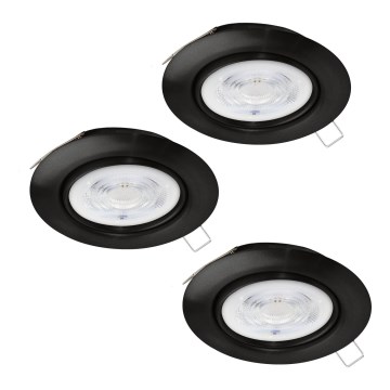 Eglo - SÆT 3x LED indbygningslampe 1xGU10/4W/230V sort