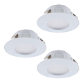 Eglo - SÆT 3x LED indbygningslampe til badeværelse PINEDA 1xLED/4,9W/230V IP44