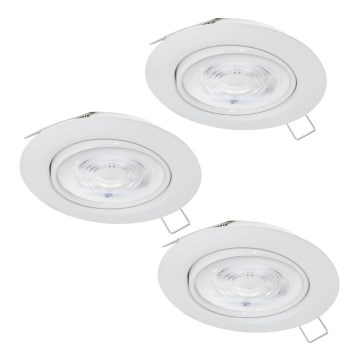 Eglo - SÆT 3xLED Indbygningslampe til badeværelse 1xGU10/4W/230V IP44 hvid