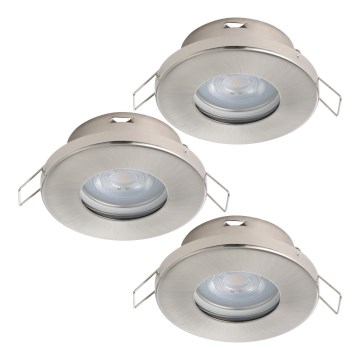 Eglo - SÆT 3xLED Indbygningslampe til badeværelse 1xGU10/4W/230V IP44 mat krom
