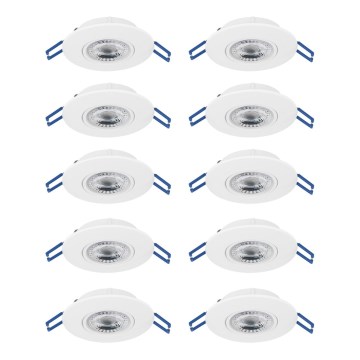 Eglo - Sæt med 10 LED-indbygningsspots, 4,9W/230V, 2700/4000/6500K, Ø 9 cm, hvid