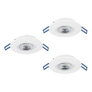 Eglo - Sæt med 3 LED-indbygningsspots LED/4,9W/230V 2700/4000/6500K Ø 9 cm hvid