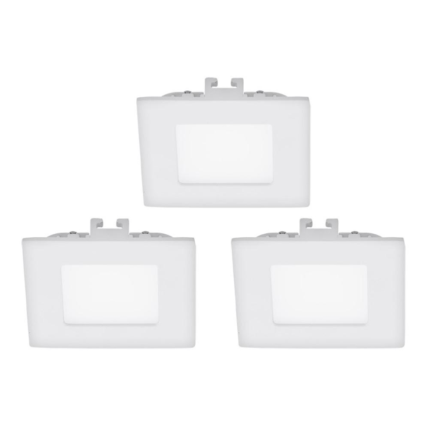 Eglo - Sæt med 3 stk. LED-indbygningsspots FUEVA 1 1xLED/2,7W/230V 8,5x8,5 cm