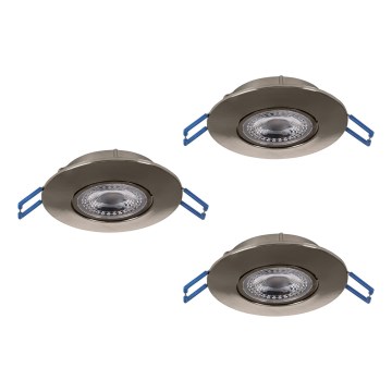 Eglo - Sæt med 3x LED-indbygningsspots LED/4,9W/230V 2700/4000/6500K Ø 9 cm mat krom