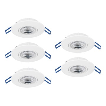 Eglo - Sæt med 5 LED-indbygningsspots LED/4,9W/230V 2700/4000/6500K Ø 9 cm hvid