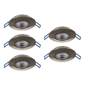 Eglo - Sæt med 5 LED-indbygningsspots LED/4,9W/230V 2700/4000/6500K Ø 9 cm mat krom