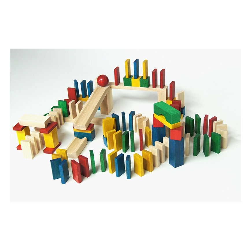 EkoToys - Dominobrikker træ farverig 430 stk.