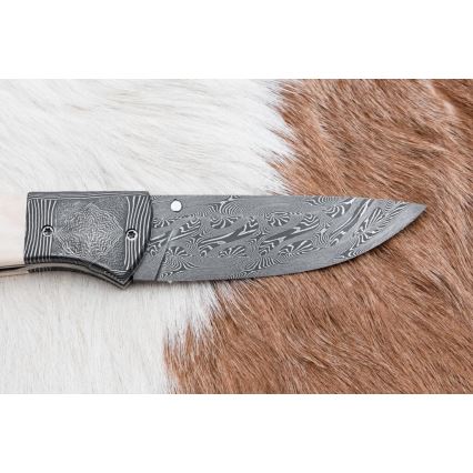 Eksklusiv Damaskus kniv foldbar 8,6 cm mammut stødtand
