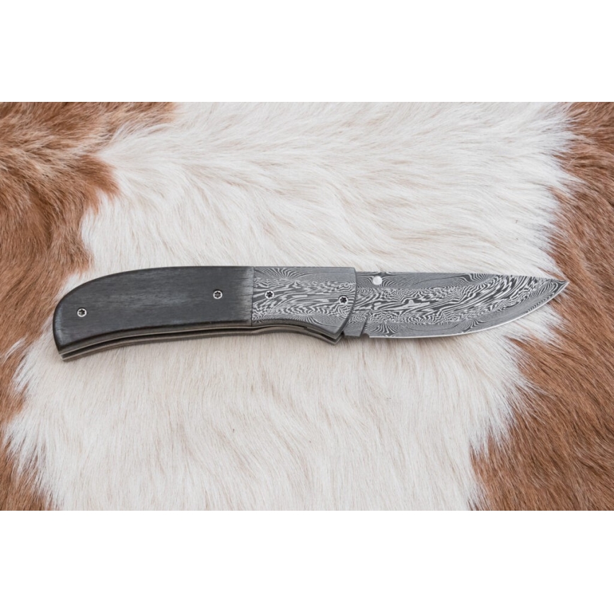 Eksklusiv Damaskus kniv foldbar 8 cm mammutknogle