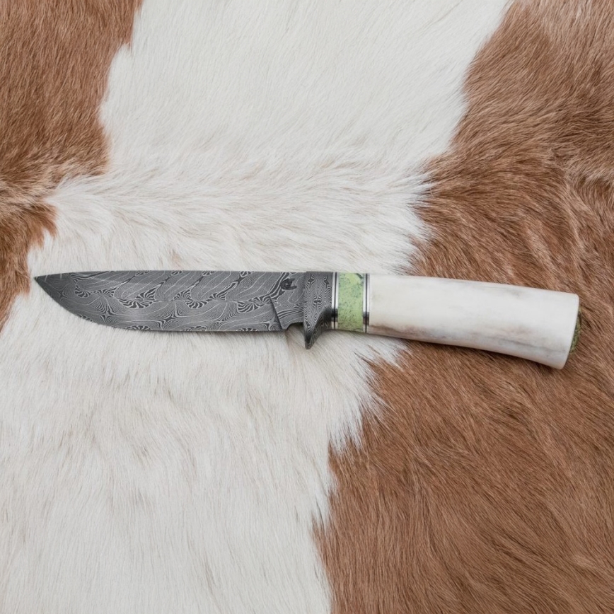 Eksklusive Damaskus knive 13 cm serpentin/Rensdyrgevir